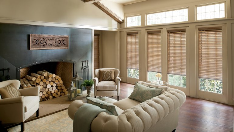 Philadelphia fireplace with blinds